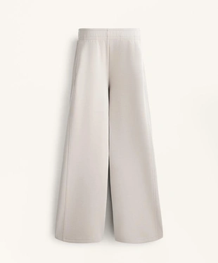 Широкие прямые брюки в рубчик с модалом и начесом- Заказать в России