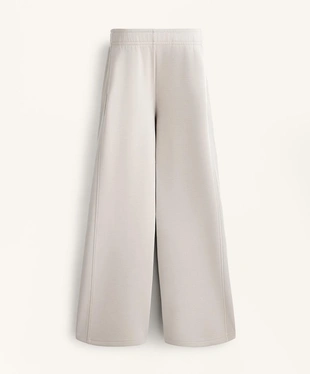 Широкие прямые брюки в рубчик с модалом и начесом- Заказать в России