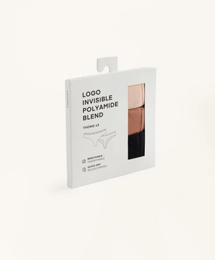 3 трусов танга из смесового полиамида с логотипом- Заказать в России