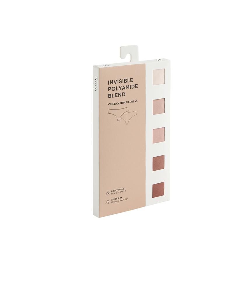 Pack de 5 cuecas brasileiras invisíveis em mistura de poliamida