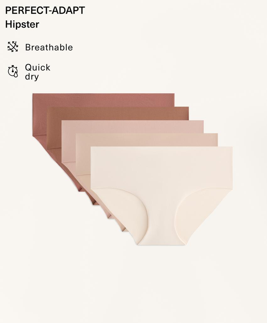 Pack de 5 cuecas hipster invisíveis em mistura de poliamida