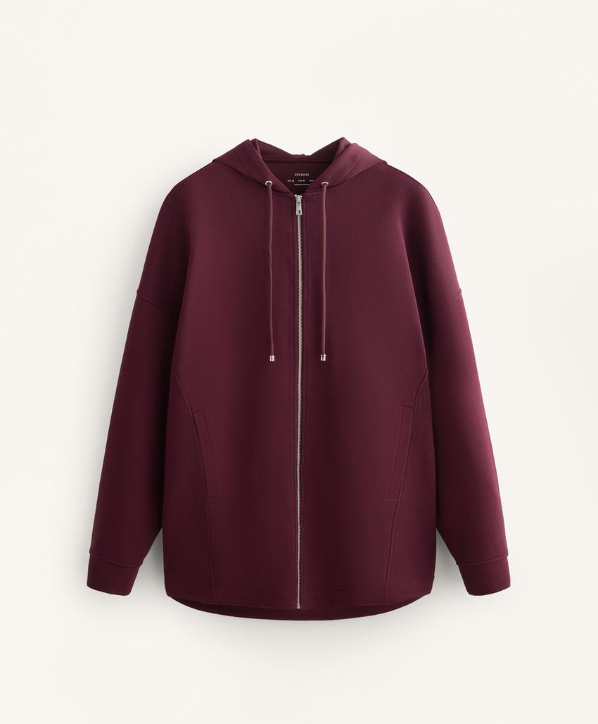 Куртка-Oversize с капюшоном из пике с хлопком