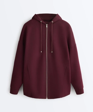 Куртка-OVERSIZE с капюшоном из пике с хлопком- Заказать в России