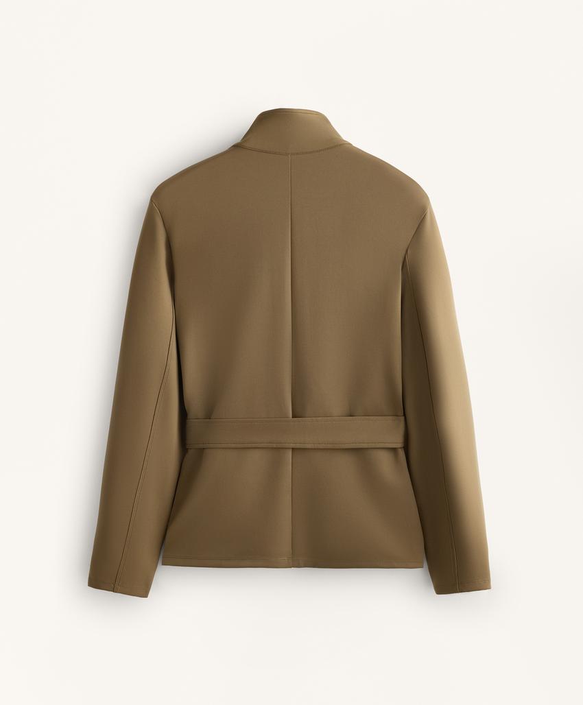 Куртка с эффектом неопрена и поясом