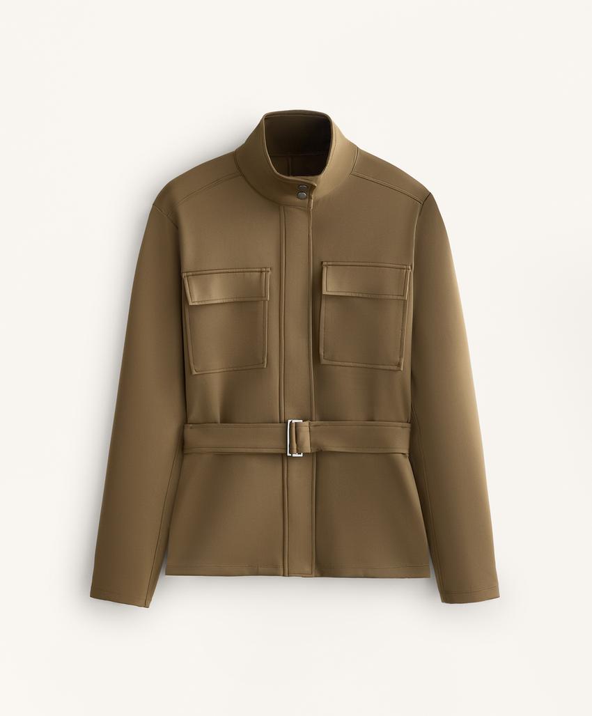 Куртка с эффектом неопрена и поясом