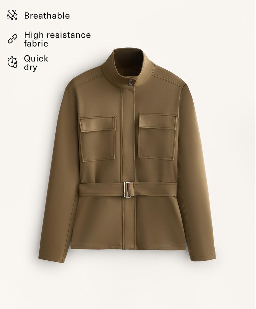 Куртка с эффектом неопрена и поясом