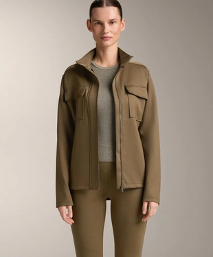 Куртка с эффектом неопрена и поясом- Заказать в России