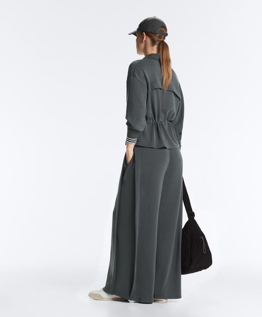 Soft-touch modal jacket with adjustable waist and high collar