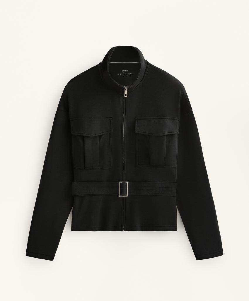 Куртка с ремнем из мягкой ткани с модалом