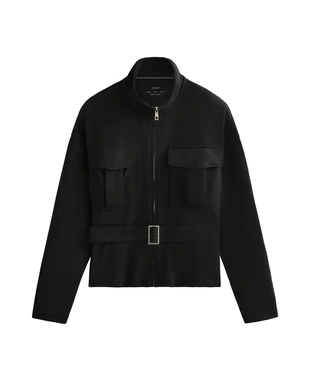 Куртка с ремнем из мягкой ткани с модалом- Заказать в России