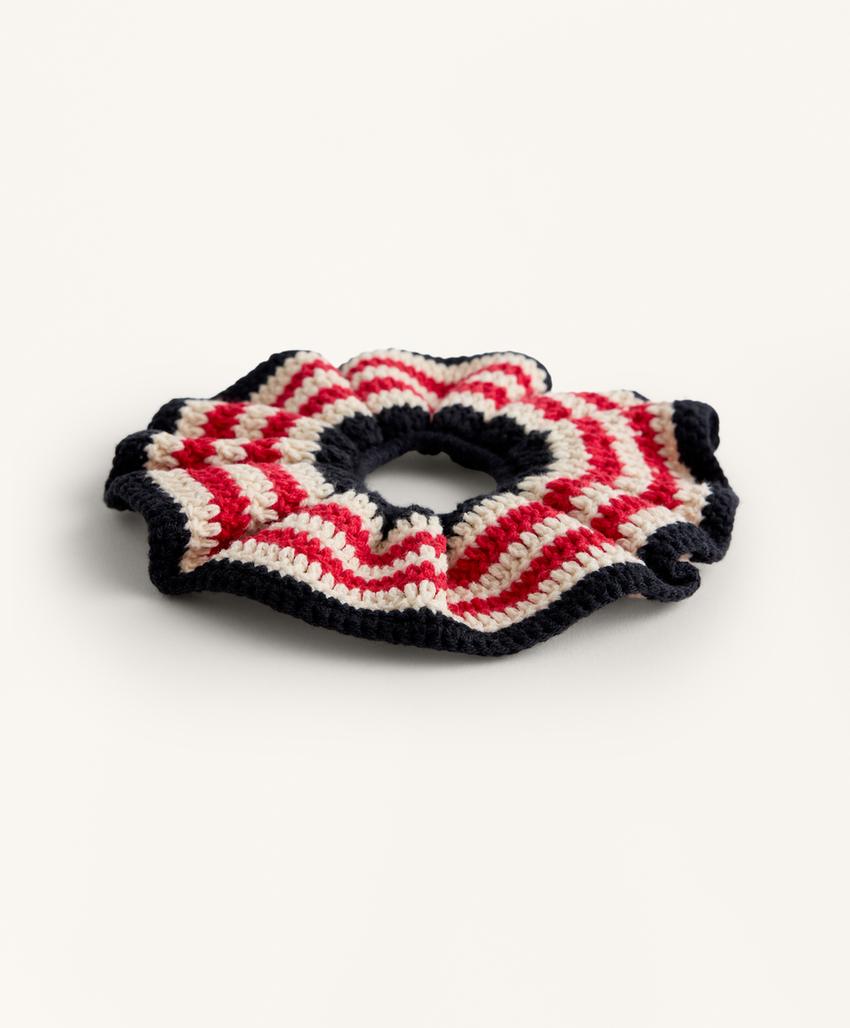 1 вязаная резинка для волос в полоску