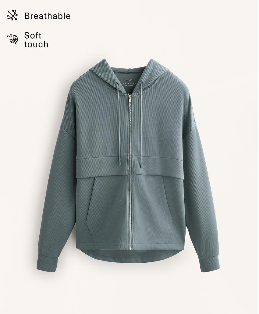 Толстовка Rib на молнии из модала с мягким прикосновением