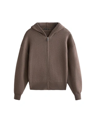 Вязаная куртка с капюшоном, детали по бокам- Заказать в России