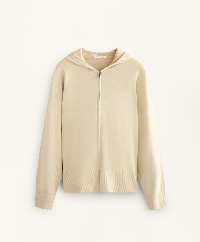 Длинная вязаная куртка с капюшоном