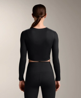 Футболка с длинным рукавом и узлом из смесового лиоцелла- Заказать в России