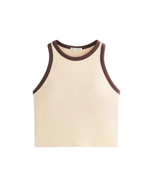 Удлиненный TANK TOP в рубчик из смесового модала- Заказать в России