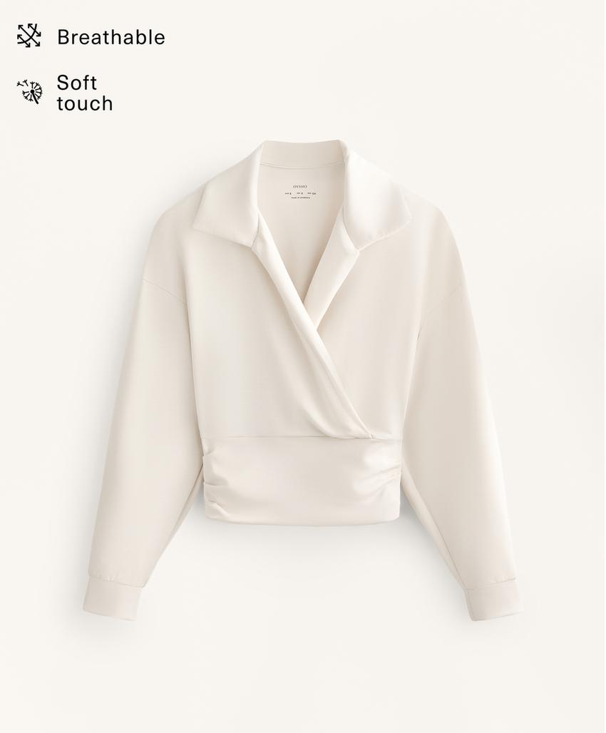 Толстовка на запах с воротником поло из модала