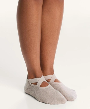 2 PAIRS OF COTTON BLEND YOGA AND PILATES SOCKS WITH CROSSOVER STRAPS- Заказать в России