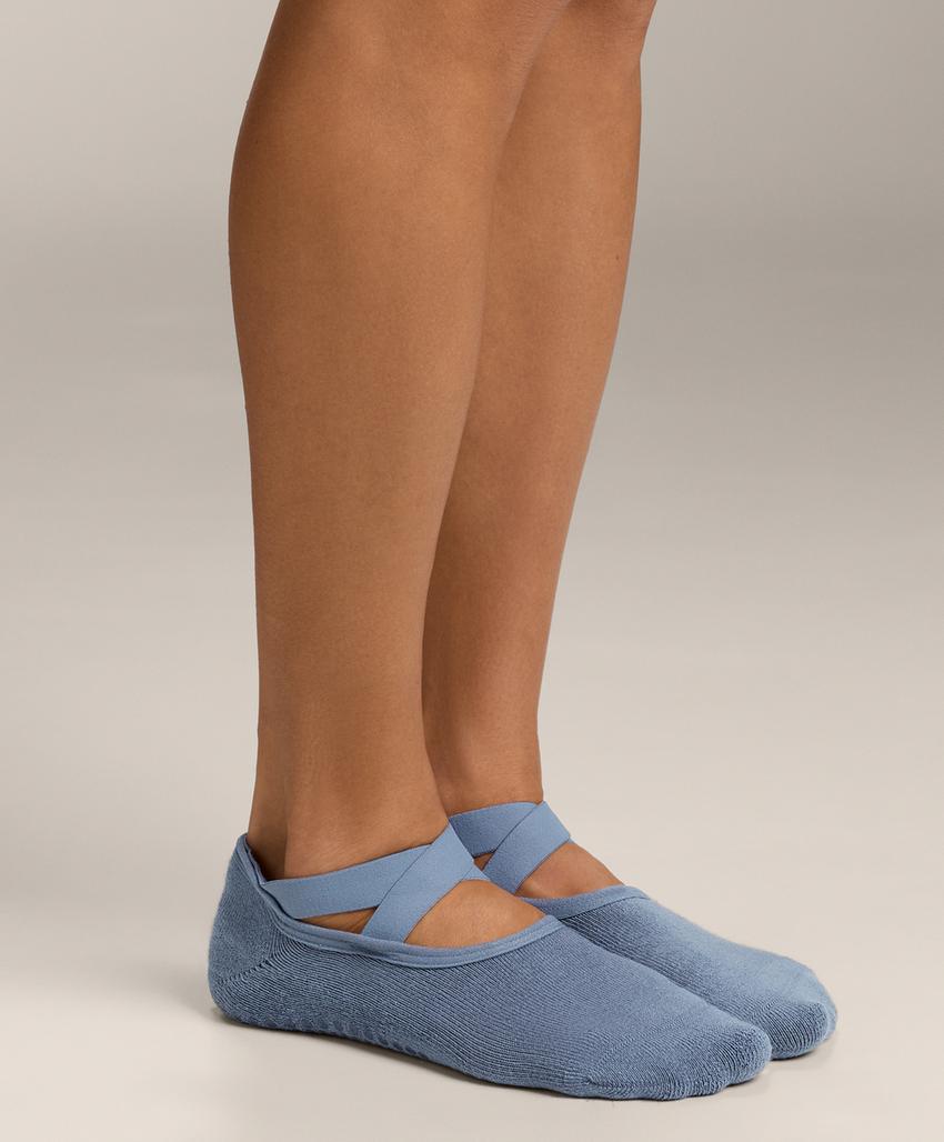 2 pairs of padded cotton blend yoga and Pilates socks with crossover straps