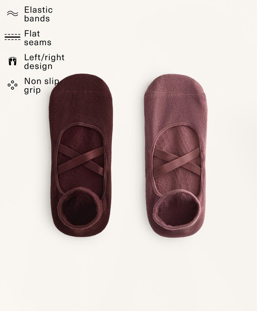 2 пары носков из смесового хлопка с резинками для йоги и пилатеса