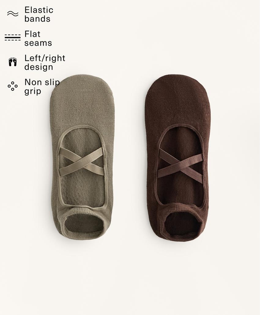 2 пары носков из смесового хлопка с резинками для йоги и пилатеса