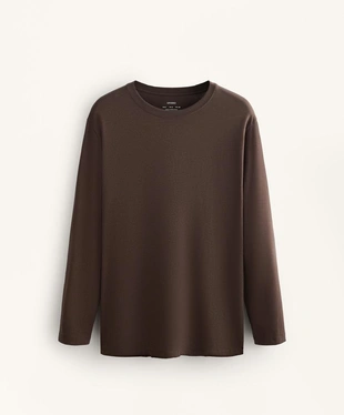 OVERSIZE COTTON BLEND LONG-SLEEVE T-SHIRT- Заказать в России