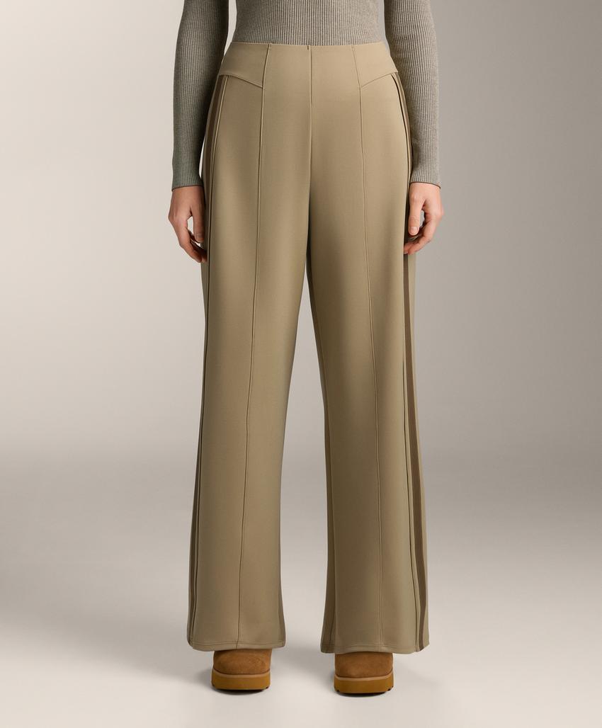 Прямые брюки High rise с эффектом неопрена и Piping