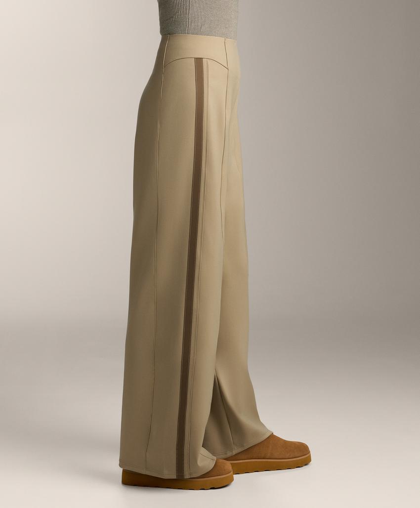 Прямые брюки High rise с эффектом неопрена и Piping