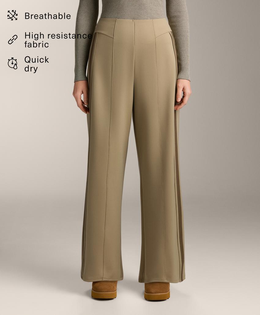 Прямые брюки High rise с эффектом неопрена и Piping