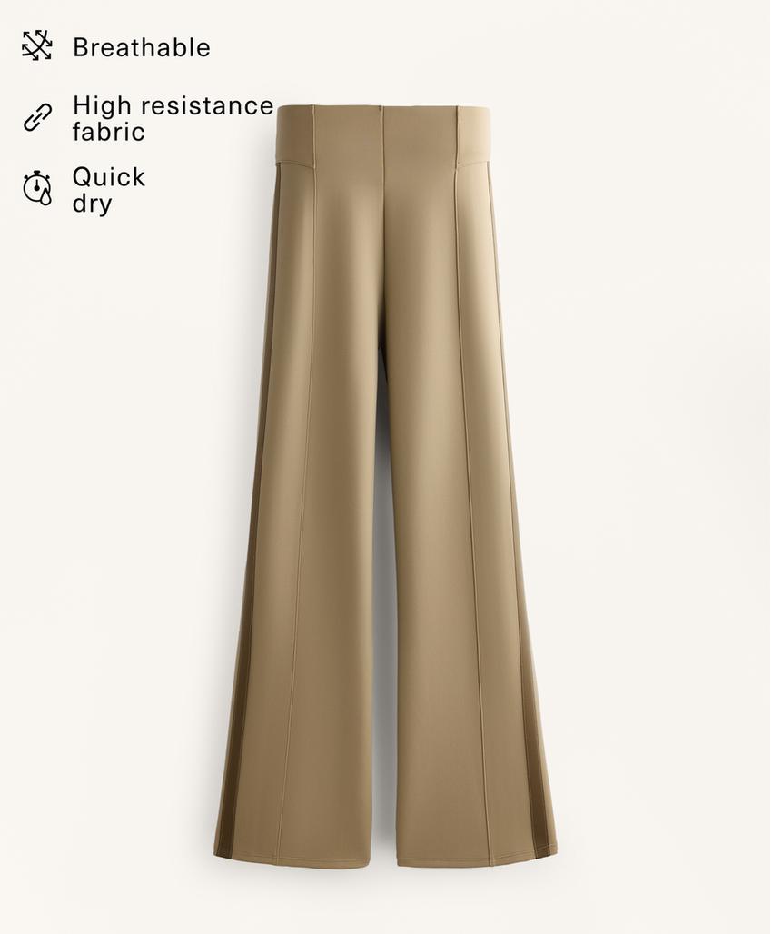 Прямые брюки High rise с эффектом неопрена и Piping