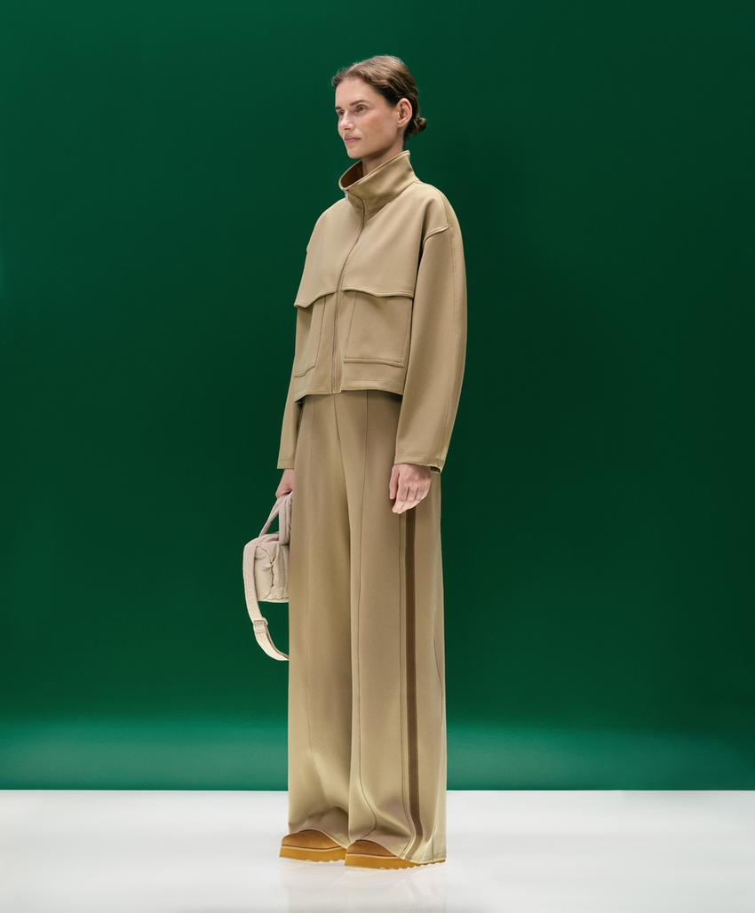 Прямые брюки High rise с эффектом неопрена и Piping