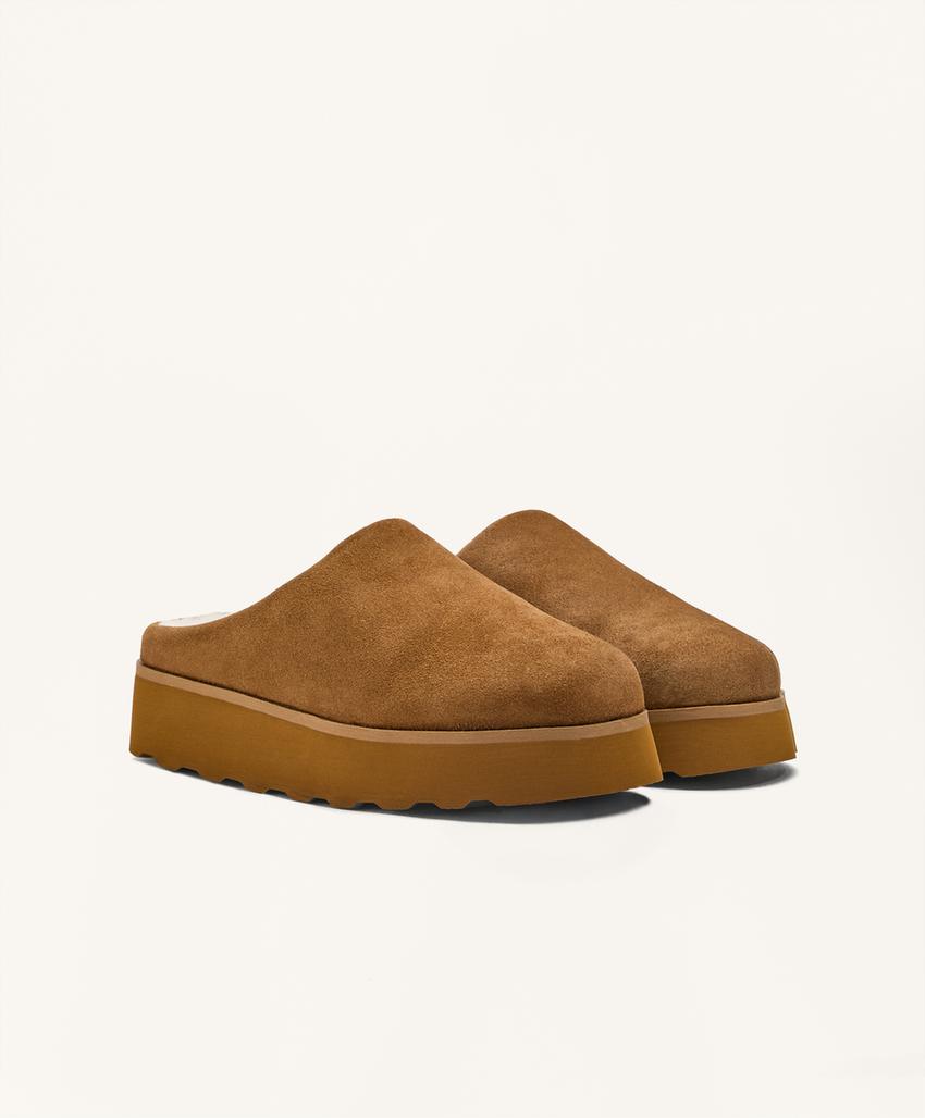 Замшевые тапочки с искусственным мехом