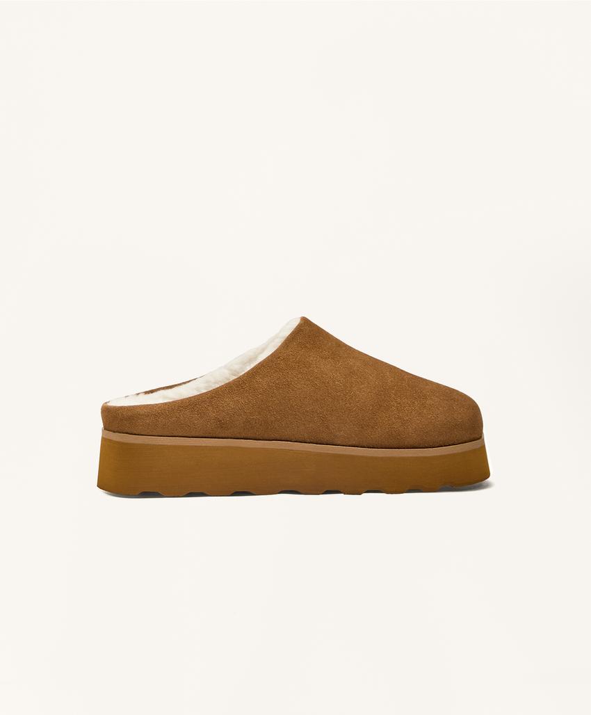 Замшевые тапочки с искусственным мехом