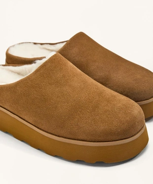 Замшевые тапочки с искусственным мехом- Заказать в России