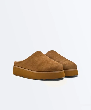 Замшевые тапочки с искусственным мехом- Заказать в России