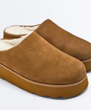 Замшевые тапочки с искусственным мехом- Заказать в России