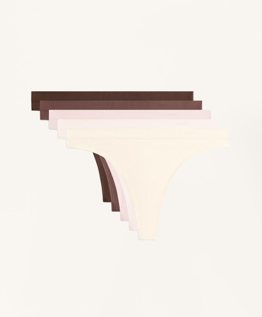 5 бесшовных трусов танга Seamless из мягкой ткани