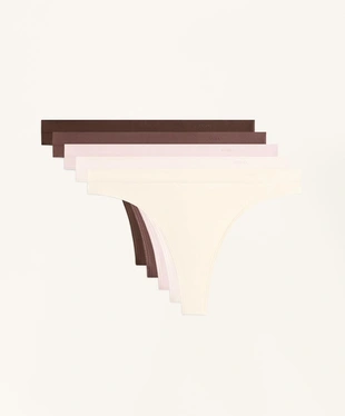 5 бесшовных трусов танга SEAMLESS из мягкой ткани- Заказать в России