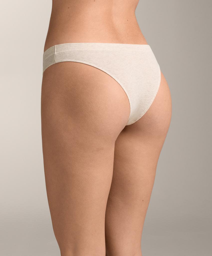 Набор из 3 трусов танга в рубчик с логотипом из смесового хлопка