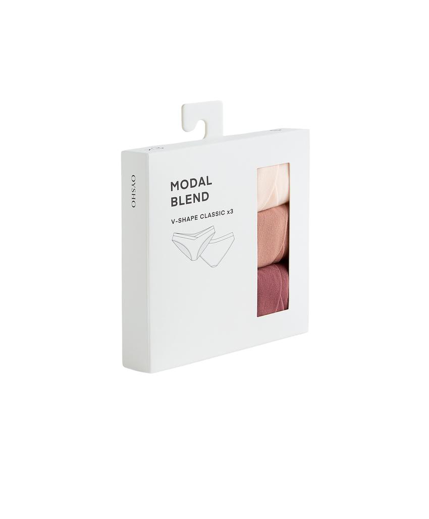 3 классических трусов из смесового модала с V-образным вырезом