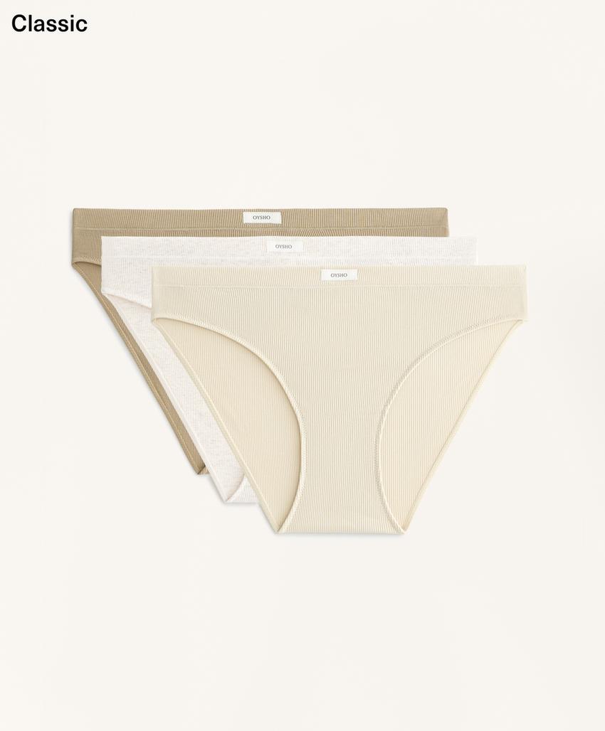 3 классических трусов в рубчик из смесового хлопка с логотипом