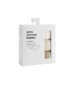 3 классических трусов в рубчик из смесового хлопка с логотипом- Заказать в России