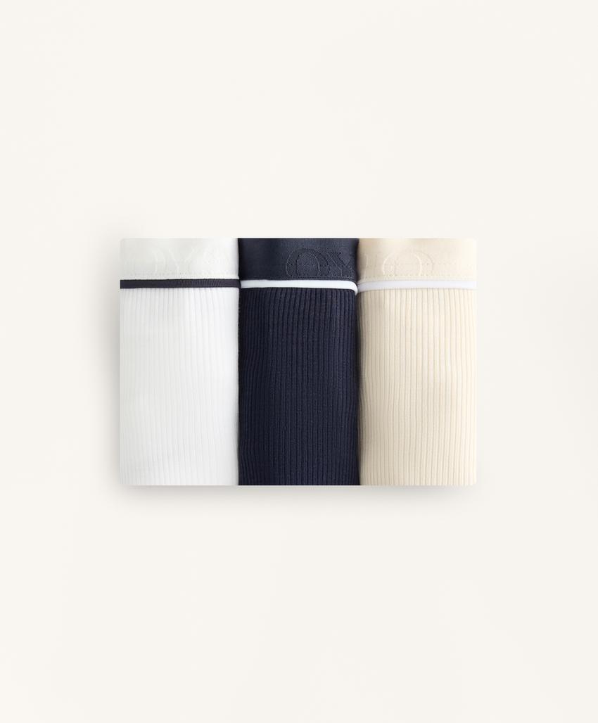 3 классических трусов в рубчик из смесового хлопка