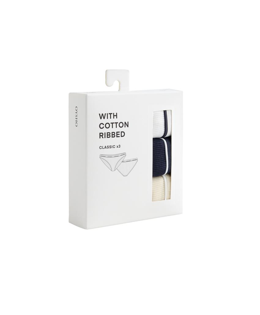 3 классических трусов в рубчик из смесового хлопка