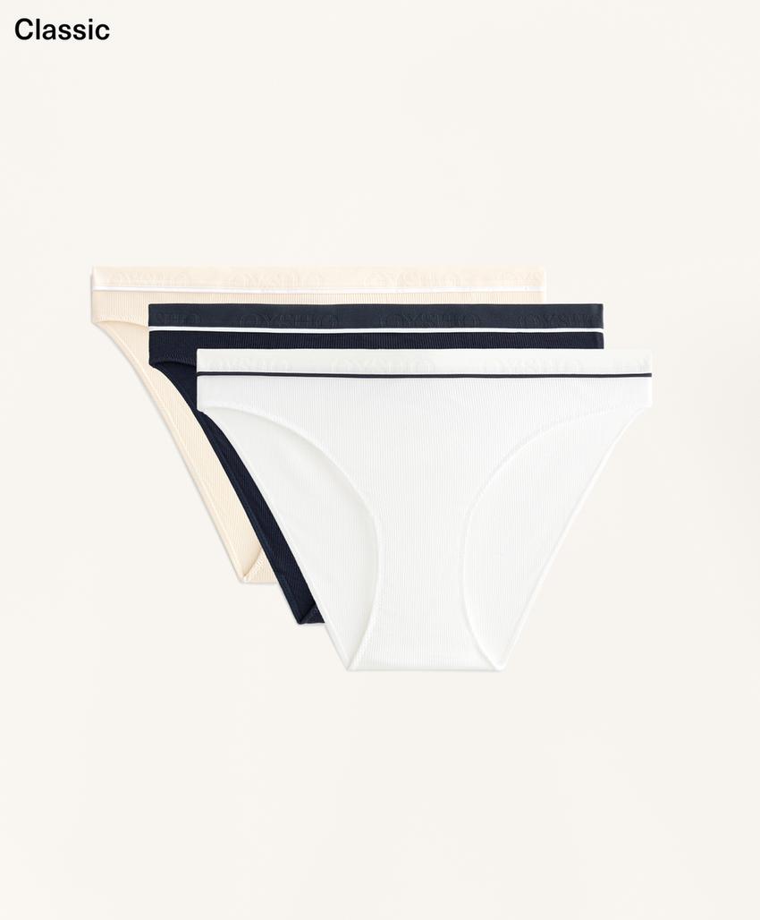 3 классических трусов в рубчик из смесового хлопка