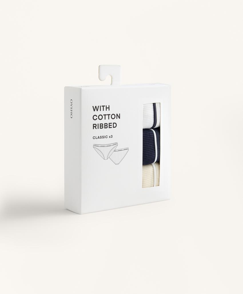3 классических трусов в рубчик из смесового хлопка