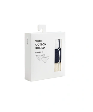 3 классических трусов в рубчик из смесового хлопка- Заказать в России