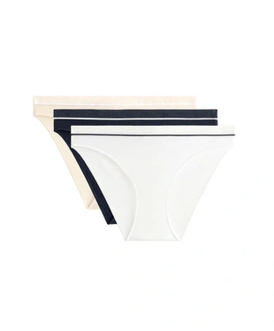 3 классических трусов в рубчик из смесового хлопка- Заказать в России