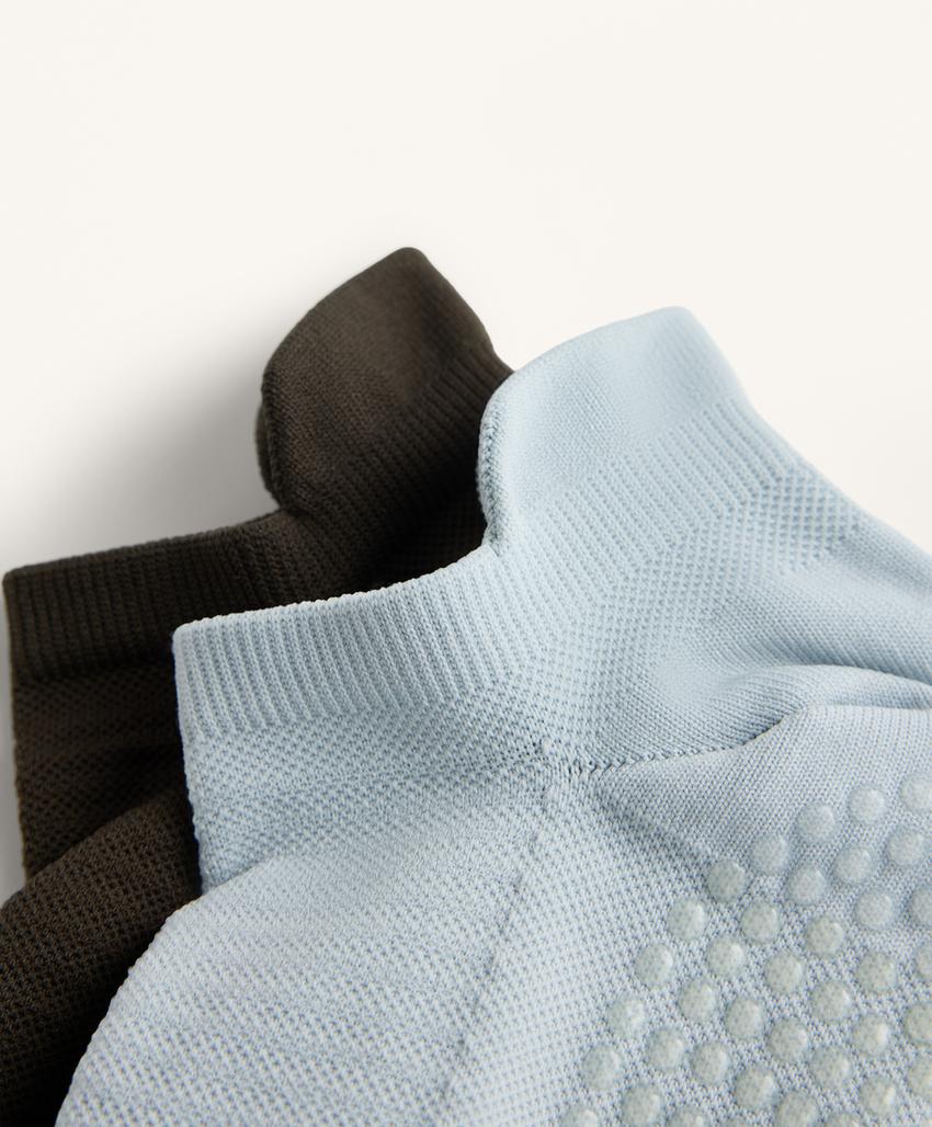 Носки-тапочки для йоги и пилатеса, 2 пары из полиамидного микса