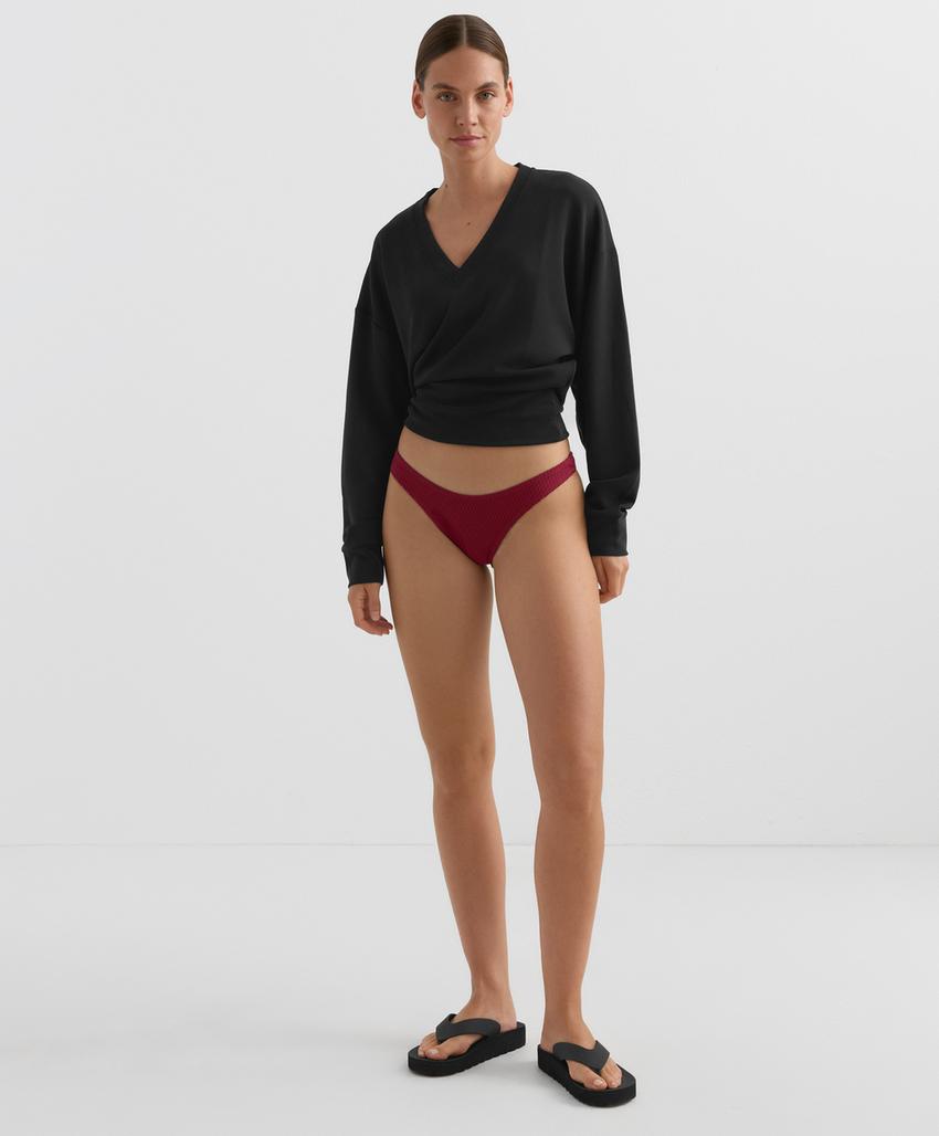 Бразильские трусики купальника с мини-клетчатым жаккардом и вырезом u